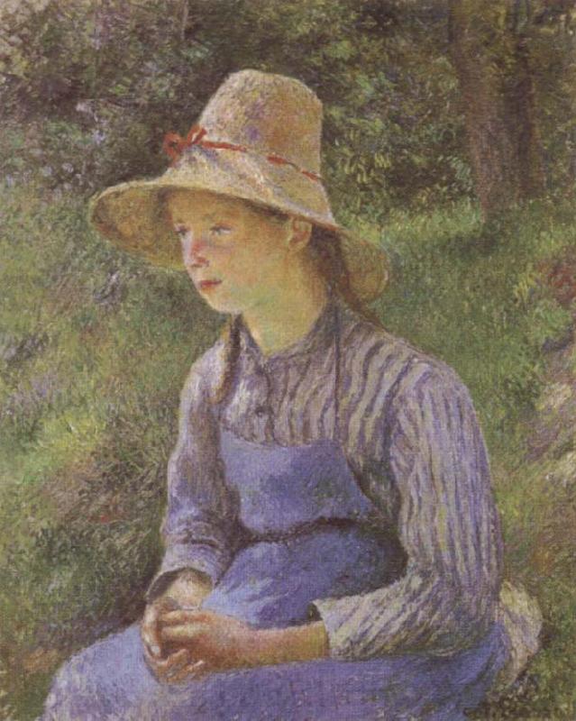 Camille Pissarro Young Peasant Girl Wearing a Hat Norge oil painting art